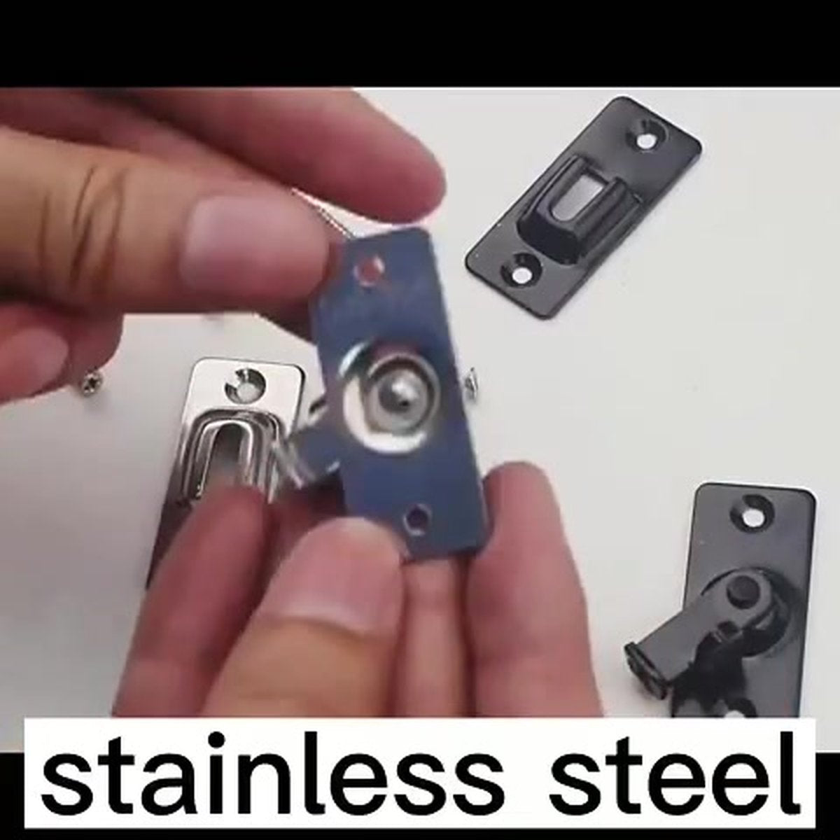 90 Degree Bolts Door Bolt - 2 Pairs - Sliding Screen Door Bolt - Stainless Steel - Barn Door Lock - Bolt - Latch - Lock Pocket Door Locks - Slide Door for Padlock - Silver - Door Stop with Mounting Material - Door Security - Burglary Protection - Image 2