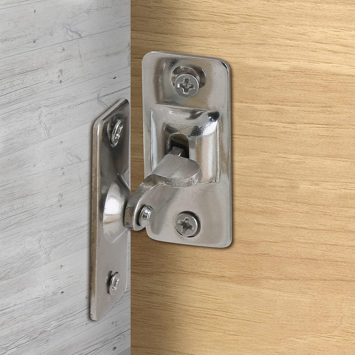 90 Degree Bolts Door Bolt - 2 Pairs - Sliding Screen Door Bolt - Stainless Steel - Barn Door Lock - Bolt - Latch - Lock Pocket Door Locks - Slide Door for Padlock - Silver - Door Stop with Mounting Material - Door Security - Burglary Protection - Image 3