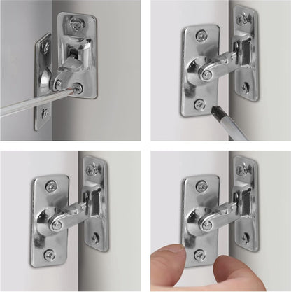 90 Degree Bolts Door Bolt - 2 Pairs - Sliding Screen Door Bolt - Stainless Steel - Barn Door Lock - Bolt - Latch - Lock Pocket Door Locks - Slide Door for Padlock - Silver - Door Stop with Mounting Material - Door Security - Burglary Protection - Image 4