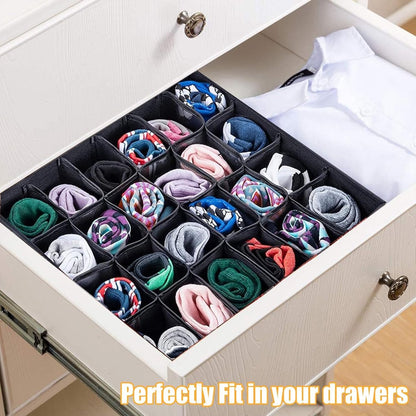 Underwear Storage Boxes - 2 Pieces - 24 Compartments - Drawer Organizer - Bra Organizer - Sock Organizer - Collapsible Storage Box - Underwear Divider - For Wardrobe - Foldable - For Underwear, Bras, Socks, Lingerie, Scarves - In Closet or Drawer - Image 2