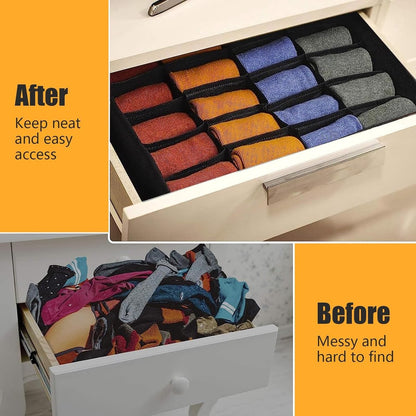 Underwear Storage Boxes - 2 Pieces - 24 Compartments - Drawer Organizer - Bra Organizer - Sock Organizer - Collapsible Storage Box - Underwear Divider - For Wardrobe - Foldable - For Underwear, Bras, Socks, Lingerie, Scarves - In Closet or Drawer - Image 3