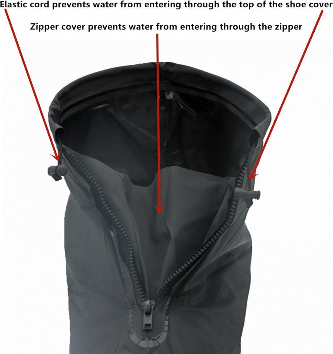 Waterproof Shoe Covers - Rain Shoe Covers - With Zipper and Drawstring - Waterproof Shoe Protectors - Motorcycle Scooter Bicycle Shoe Cover - Shoe Rain Cover - Shoe Cover - Shoe Covers - Anti-Slip - Size 37-38 - Black - Image 2