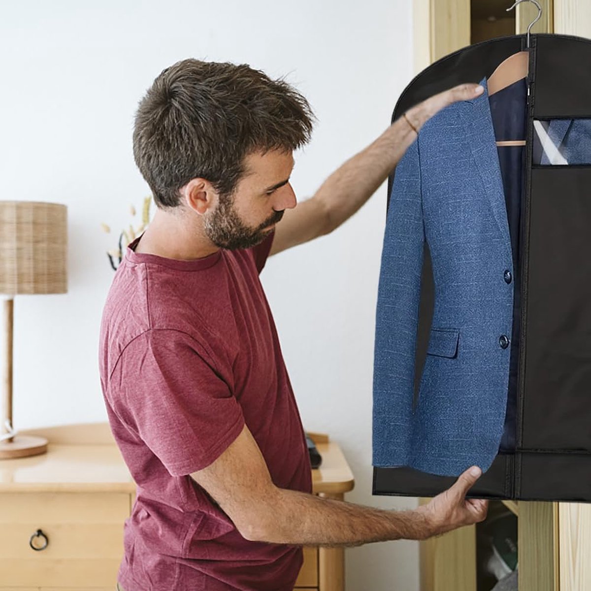 Garment Bags - 5 x Black Garment Bag with Zipper 60x150 - Garment Bags - Clothing Storage Bag - Protective Cover for Clothing - Storage Bags - Storage - Store/Organize Clothing - Waterproof - Dustproof - Viewing Window - Coat/Jacket/Costume Cover - Image 3