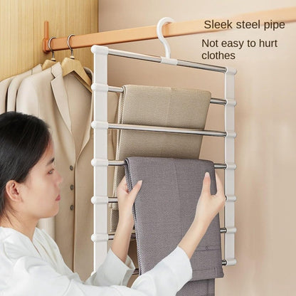 6-in-1 Trouser Hanger - Clothes Hanger - Space-Saving - Hang Up to 6 Trousers - Multiple Trousers - For Women and Men - For Trousers, Scarves, Jeans, Clothing, Towels, Skirts - 50.5x35.5 Cm - White - 1 Piece - Image 4