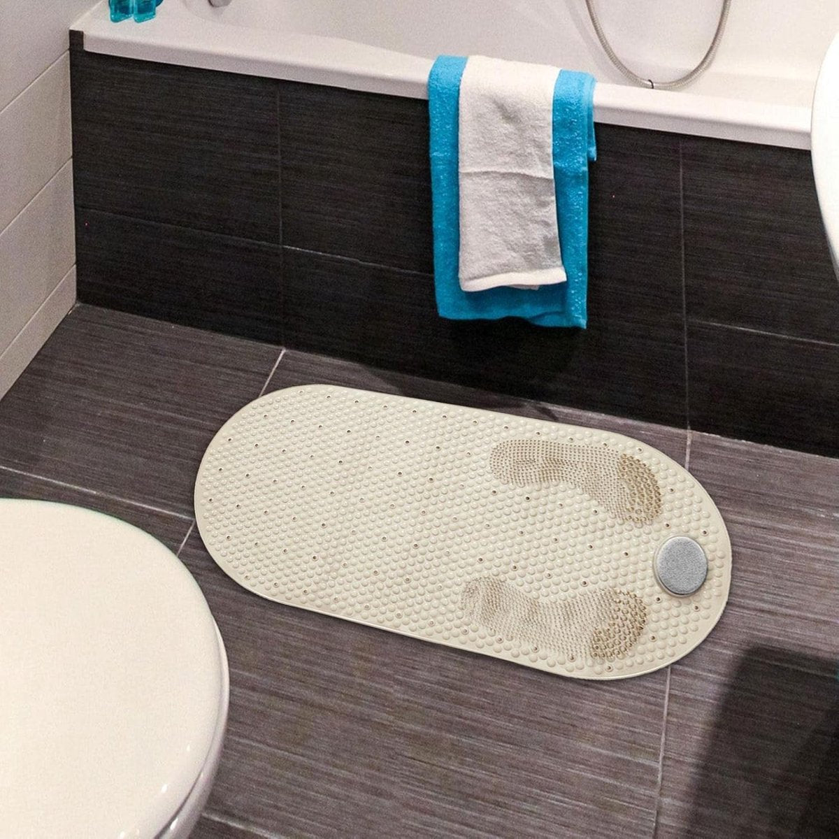 Non-Slip Shower Mat - Bath Mat with Suction Cups and Massage - Anti-Slip Shower Cabin Mat - 80x40cm - Mat for the Bath - Mat for the Bathroom - Includes Hanging Bracket - Mold Resistant & Machine Washable Bath Mats - Shower - Brown - Non-Slip Shower Mat - Image 4