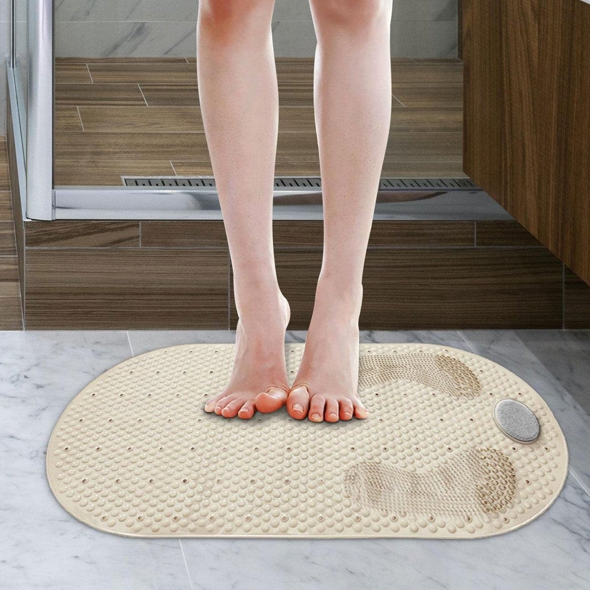Non-Slip Shower Mat - Bath Mat with Suction Cups and Massage - Anti-Slip Shower Cabin Mat - 80x40cm - Mat for the Bath - Mat for the Bathroom - Includes Hanging Bracket - Mold Resistant & Machine Washable Bath Mats - Shower - Brown - Non-Slip Shower Mat - Image 5