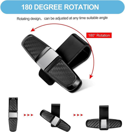 Glasses Clip Holder for Car Glasses - Universal Car Glasses Clip - Car Sunglasses Holder - 180 Degree Rotatable - Sunglass Visor - Also Suitable for Business Cards - For All Vehicle Models and Sun Visors - 2 Pieces - Image 4