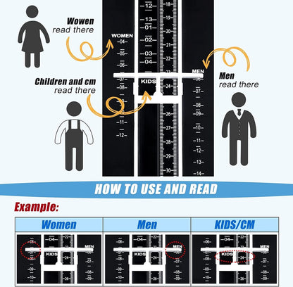Shoe Size Meter - Foot Measuring Tool - Measuring Feet - Universal Measuring System - Child Shoe Size Meter - Shoe Measuring Tool - Measurement - Children and Adults - Find the Perfect Fit - Measurement Chart - Up to 31 cm - Shoe Size 19 - 48 - Black - Image 4