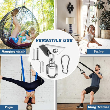 Professional Ceiling Hook with 500kg Load Capacity - 360° Rotatable - With Carabiner - Punching Bag Suspension System - Suspension Hook - Ceiling Bracket - Swing Hook - Hanging Punching Bag, Swing, Rocking Chair, and Hanging Chair - Image 4