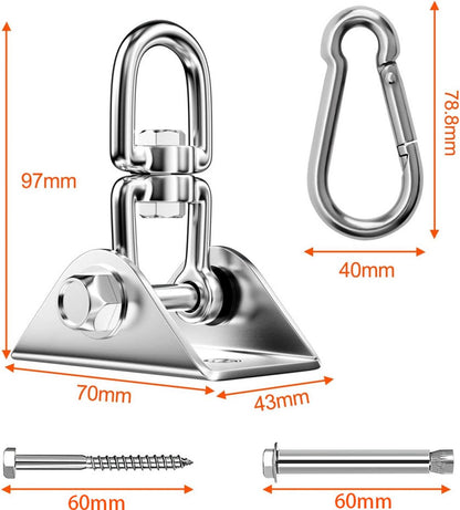Professional Ceiling Hook with 500kg Load Capacity - 360° Rotatable - With Carabiner - Punching Bag Suspension System - Suspension Hook - Ceiling Bracket - Swing Hook - Hanging Punching Bag, Swing, Rocking Chair, and Hanging Chair - Image 5