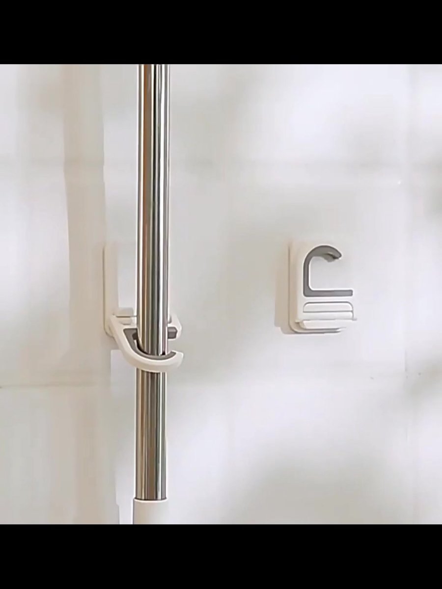 Broom Hanging System - 4 Pieces - Broom Holder - Broom Holder System - Mop Holder - No Drilling Required - Self-Adhesive Mop Holder - Tool Holder - Wall Mounting - Bathroom Accessories - Kitchen Storage Rack - Garden Tools - For Mop and Broom - White - Image 2
