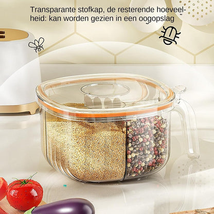 Spice Jars - Divided Spice Jar - Divided Spice Container - 4 Grids Transparent Spice Container - For Kitchen Cabinet Pantry Refrigerator - With 4 Spice Spoons - Image 2