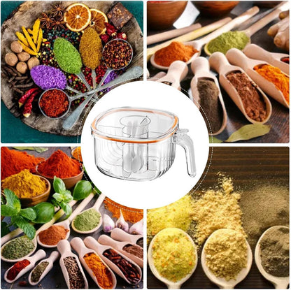 Spice Jars - Divided Spice Jar - Divided Spice Container - 4 Grids Transparent Spice Container - For Kitchen Cabinet Pantry Refrigerator - With 4 Spice Spoons - Image 4