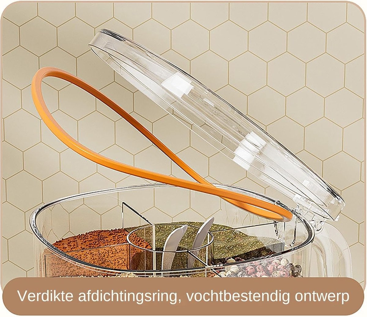 Spice Jars - Divided Spice Jar - Divided Spice Container - 4 Grids Transparent Spice Container - For Kitchen Cabinet Pantry Refrigerator - With 4 Spice Spoons - Image 5