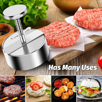 Meat Press - Burger Meat Press - Hamburger Press - Hamburger Press - Hamburger Mold - Kitchen Food Mold - Round Hamburger - Make Your Own Hamburgers - BBQ Accessories - For Delicious Hamburgers, Patties, BBQ, Hamburger Press - Silver - Stainless Steel - Image 4