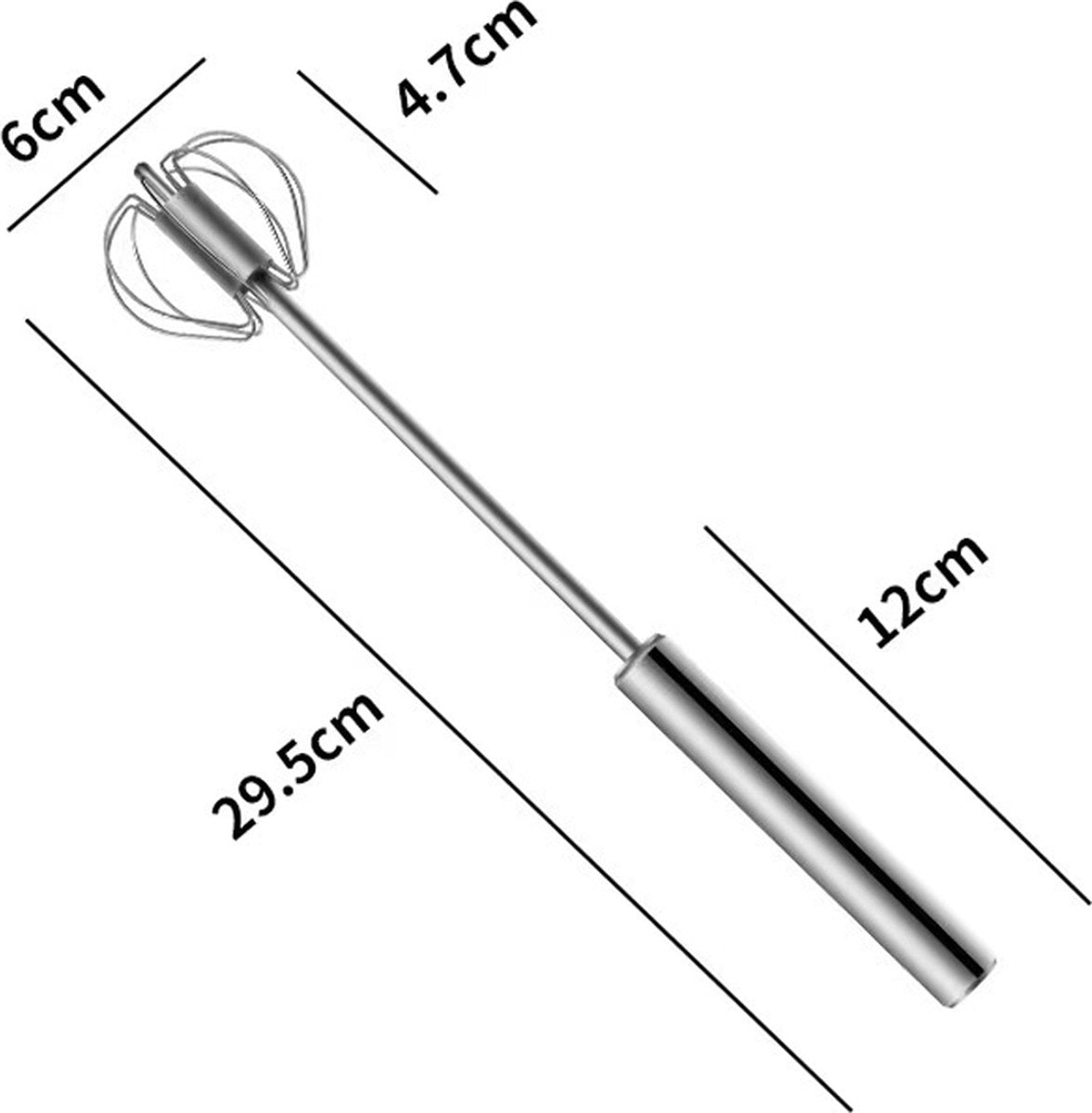 Egg Beater - Egg Whisk - Semi-Automatic Stainless Steel Whisk - Batter Beater - Whipped Cream Whisk - Mini Whisk - Immersion Blender - Mixer - Manual - for baking in the kitchen - Silver - Stainless Steel - Image 5