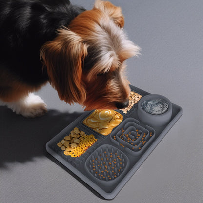 Lick Plate - Lick Mats for Dogs - Dog Snuffle Mat - Lick Mat - Feeding Mat - Slow Feeder - Anti-Gulp - Distraction Pad - For Dog Bathing, Training, Coat Care and Claw Care - With 1 Spatula - Grey - 1 Piece - Image 4