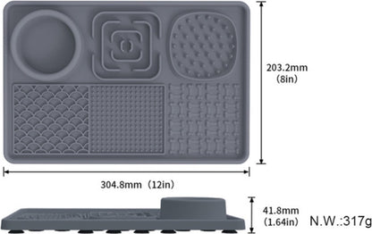 Lick Plate - Lick Mats for Dogs - Dog Snuffle Mat - Lick Mat - Feeding Mat - Slow Feeder - Anti-Gulp - Distraction Pad - For Dog Bathing, Training, Coat Care and Claw Care - With 1 Spatula - Grey - 1 Piece - Image 5