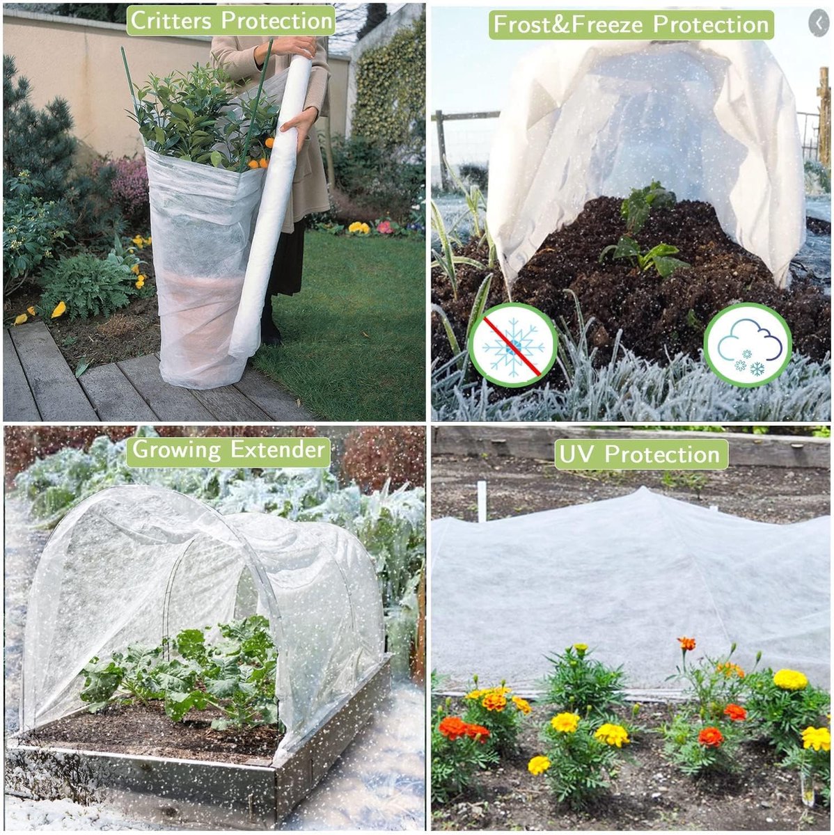 Frost Protection Plant Cover - Winter Cover Winter Protection - Plant Cover - Winter Cover - Durable - Frost Protection - Plant Cover - For the Garden, Raised Bed, Plants, Frost Blanket, Outdoor Flowers and Vegetables - 1.5 X 5 M - White - 1 Piece - Image 3