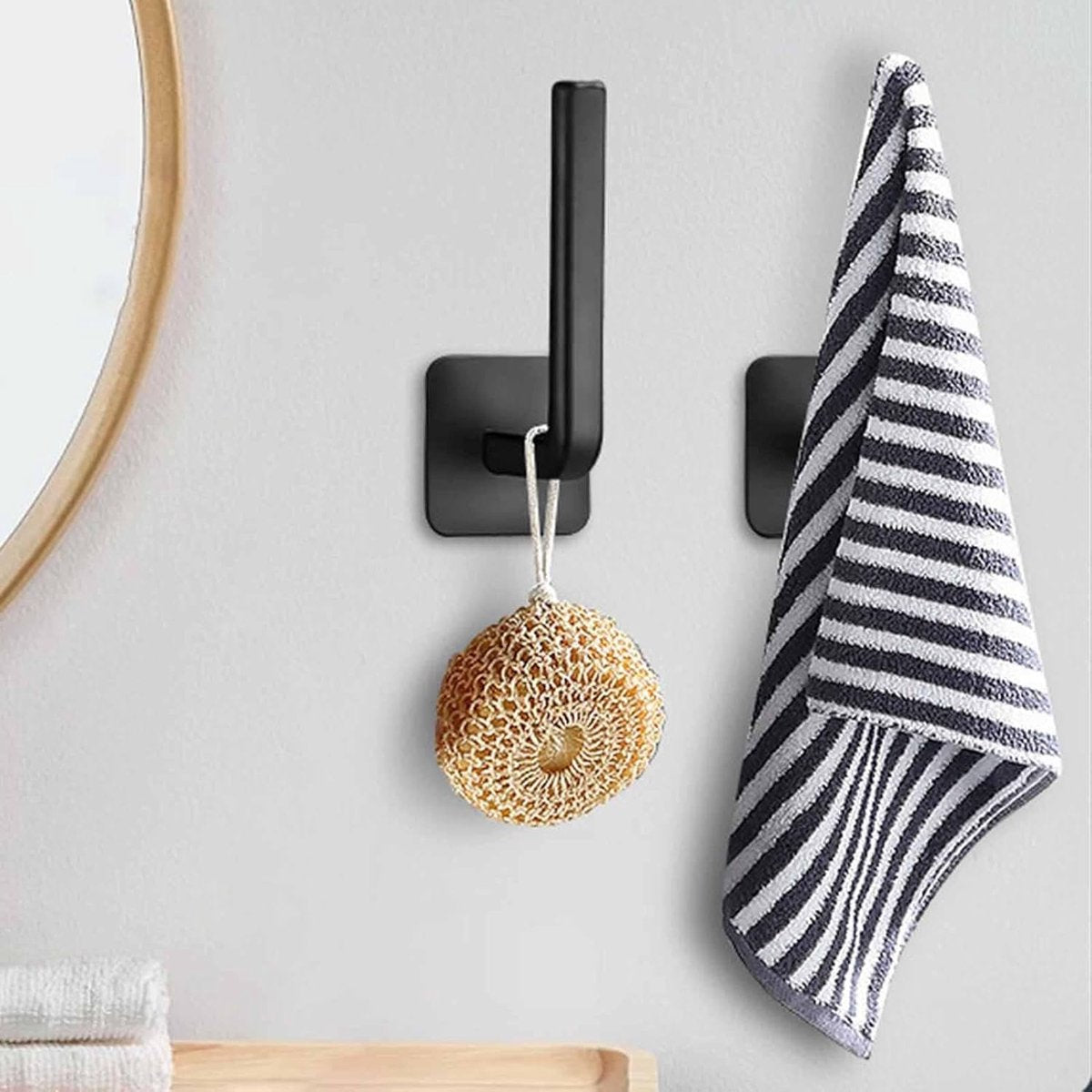 Wall Coat Rack - 4 Pieces - Wall Hook - Self-Adhesive Hanging Hook - Towel Hooks - Coat Hook - Single Hook - Metal Wall Hook - Coat Hook Tape - No Drilling Required - Wall Coat Rack - High Quality - Black - Image 2