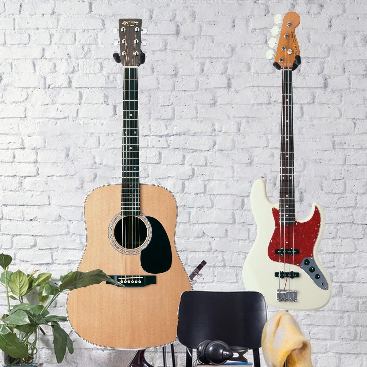 Guitar Wall Bracket - 2 Pieces - Guitar Hook - Wall Mount for Hanging Guitar - Guitar Holder - Guitar Hanger - Guitar Support - Wall Hook - Guitar Hook - Wall-Mounted Guitar Holder - Guitar Accessories - Wall Bracket - Hanger - Hook - Wall Support - Image 3