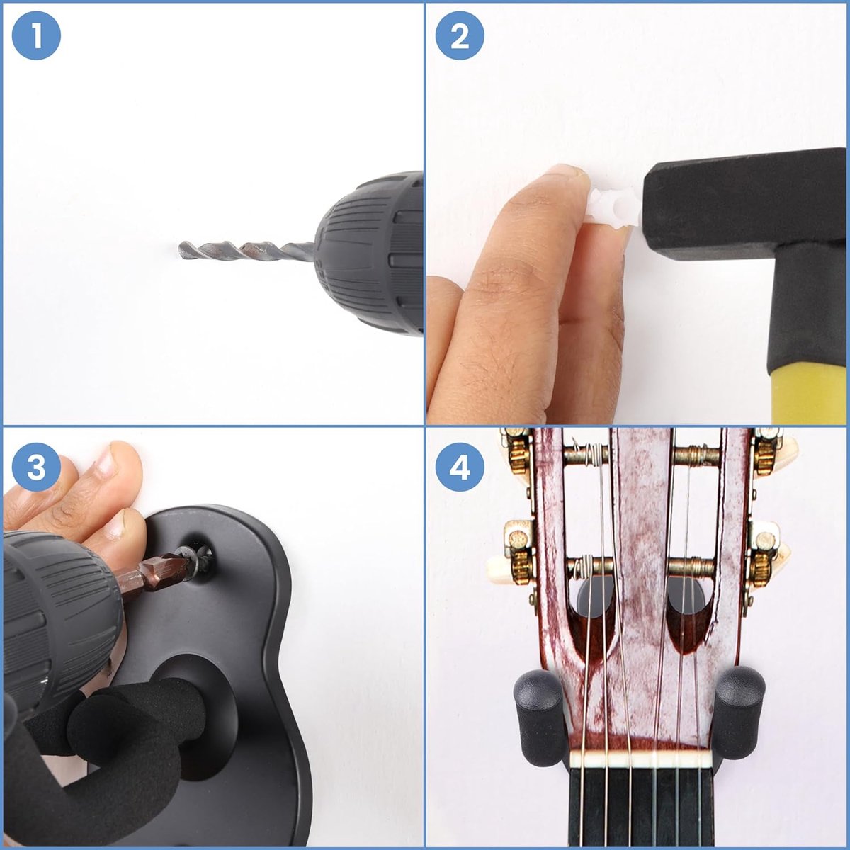 Guitar Wall Bracket - 2 Pieces - Guitar Hook - Wall Mount for Hanging Guitar - Guitar Holder - Guitar Hanger - Guitar Support - Wall Hook - Guitar Hook - Wall-Mounted Guitar Holder - Guitar Accessories - Wall Bracket - Hanger - Hook - Wall Support - Image 4