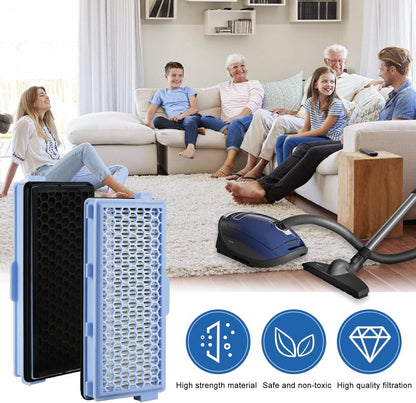 Active HEPA Filter Set 2 Pieces Suitable For Miele Classic Compact C1, Complete C2 & C3 - Replaceable - Vacuum Cleaner Parts - Vacuum Cleaner Filter - Impurity Filter - Blue - Image 4