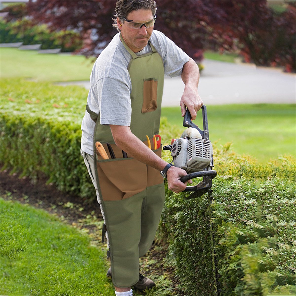 Apron - Work Apron - 6 Pockets - Adjustable - Durable - High Quality Oxford Cloth - Hobby Apron - Carpenter Apron - Canvas Apron - BBQ Apron - Garden Apron - Multifunctional Apron - Green - For Men's Workshop - Image 4