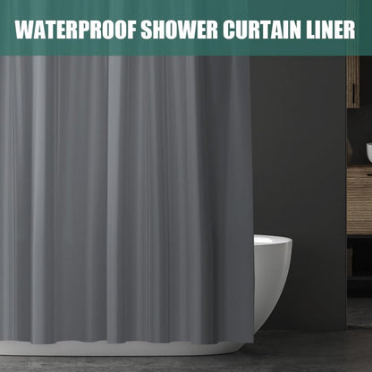 Anti-Mold Shower Curtain - Solid Color - Waterproof - Peva - Shower Curtain 180x200 Cm - Washable - Shower Curtain - Dark Grey - With 12 Shower Curtain Hooks - Image 4