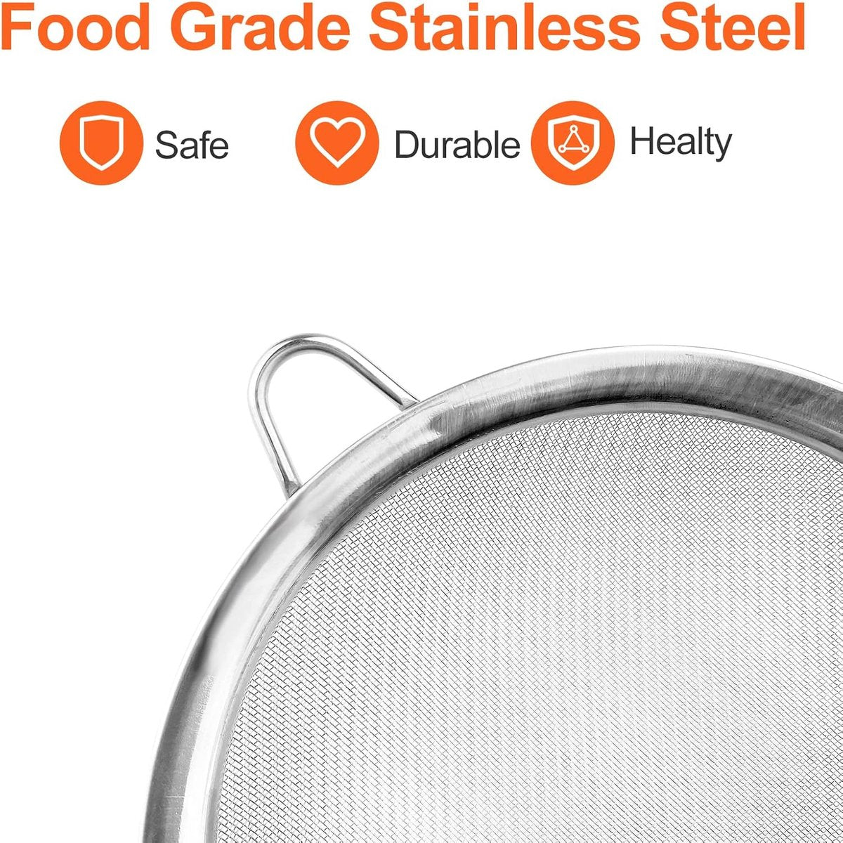 Premium Stainless Steel Sieve Set - 3-Piece Colander - Kitchen Sieve - Small Sieves - Sieve Set - Bowl Sieve - Mini Sieves - Premium Fine Set - Dishwasher Safe - Ø 7, 12 and 18 cm - Sturdy & Durable - Image 3