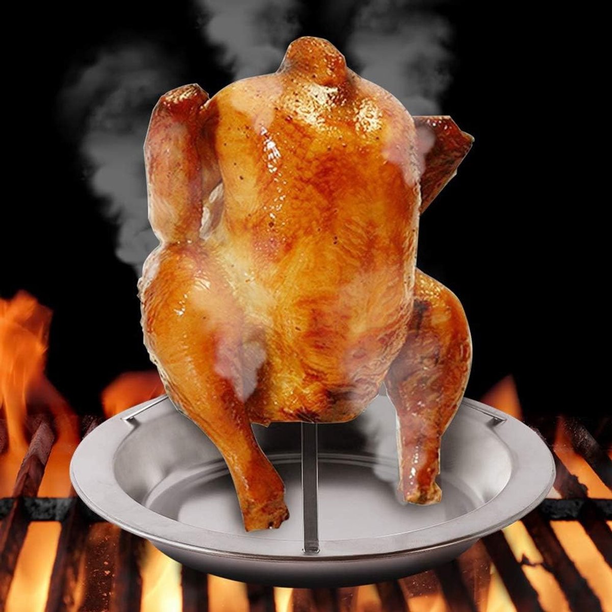 Chicken Grill - BBQ collection - Suitable for oven or barbecue - Chicken Grill for the Barbecue - Chicken Grill - Chicken Holder - Grilling Chicken - Chicken holder - Easy to clean - Removable - Beer Can Chicken - Stainless Steel - Silver - Image 4