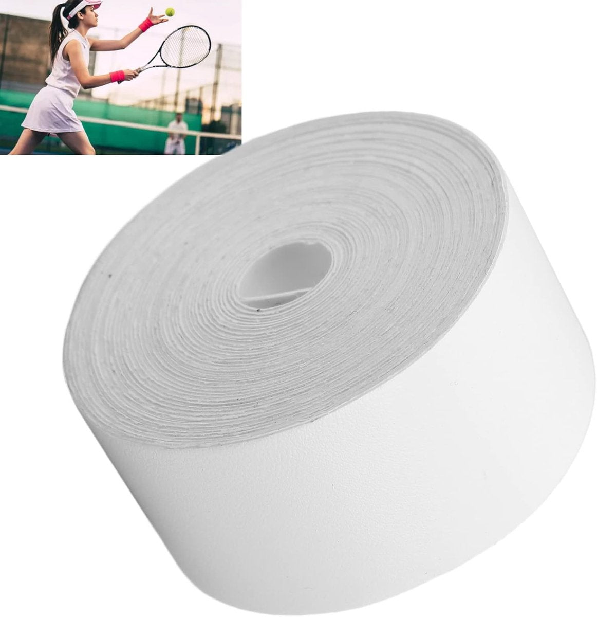 Tennis - Professional Tennis Racket Head Protection Tape - Thickened Racket Protection Tape - Frame Protector - Racket Accessories - Soft - Prevent paint from peeling - Universal - for Tennis/ Badminton/ Squash - 3.5cm x 5m - White - Image 3