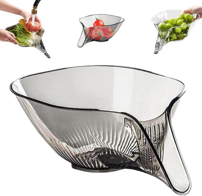 Drain Basket - Sieve with Funnel - Draining Sieve - Kitchen Sieve - Drying Rack - Plastic - Draining Cooked Noodles - Multifunctional - For Washing Food, Vegetables and Fruit - For Kitchen Sink - Grey