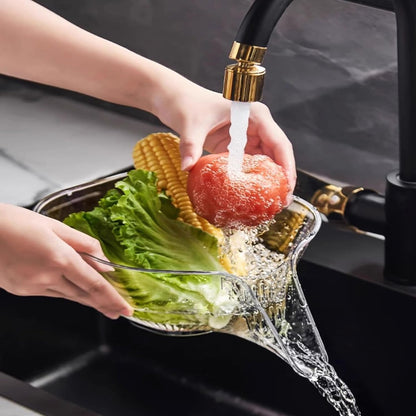 Drain Basket - Sieve with Funnel - Draining Sieve - Kitchen Sieve - Drying Rack - Plastic - Draining Cooked Noodles - Multifunctional - For Washing Food, Vegetables and Fruit - For Kitchen Sink - Grey - Image 4