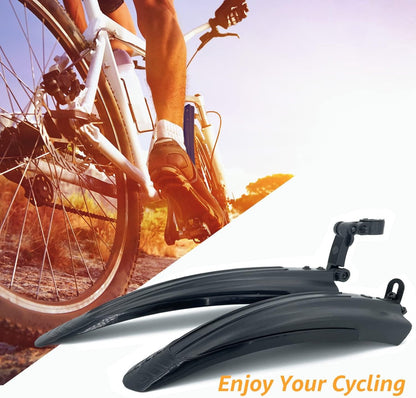 Bicycle Mudguard Set - Mountain Bike Mudguard - Adjustable - Suitable for City and Trekking Bikes - Black - Suitable for 20/22/24/26 inch bikes - Image 2