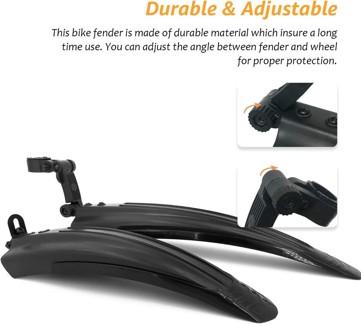 Bicycle Mudguard Set - Mountain Bike Mudguard - Adjustable - Suitable for City and Trekking Bikes - Black - Suitable for 20/22/24/26 inch bikes - Image 3