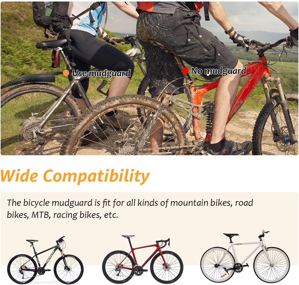 Bicycle Mudguard Set - Mountain Bike Mudguard - Adjustable - Suitable for City and Trekking Bikes - Black - Suitable for 20/22/24/26 inch bikes - Image 5