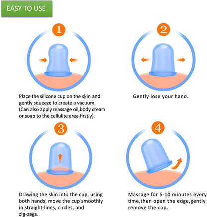 Cellulite Cups - Cupping For Cellulite - Premium Quality Cupping Set (7-Piece) - Cupping Cups - Full Body - Cupping Cups Massage - For Face, Arms And Legs - Blue - Vacuum Silicone Cupping Set - Anti-Orange Peel - Anti-Cellulite Massage - Image 4