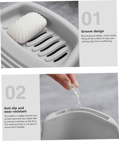 Washboard - Mini Hand Washboard - Underwear Washboard - Washboard for Children - Non-slip - Household Use for Students - Used for Washing Clothes and Small Items by Hand - Perfect for Washing Clothes and Socks - Plastic - Grey - Image 4