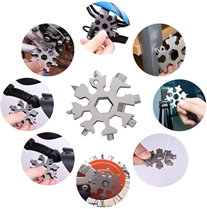 18-in-1 - Snowflake Keychain - multi-tool portable keychain - Wrench - screwdriver - bottle opener - Multi-tool - universal tool - multi-tool card - compact - pocket - outdoor adventure tool - Gift - stainless - Image 2