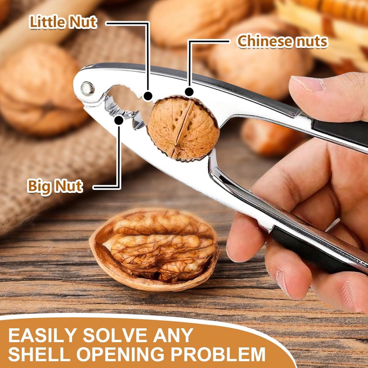 Nutcracker - Stainless Steel - Walnut / Nut Cracker - Walnut Cracker - Fork with Pulp Extractor - Pulp Extraction - Chestnut Clip - Nutcracker - Kitchen Utensils - Ideal for Walnuts, Hazelnuts, Chestnuts, Nuts and Other Dried Fruits - Image 4