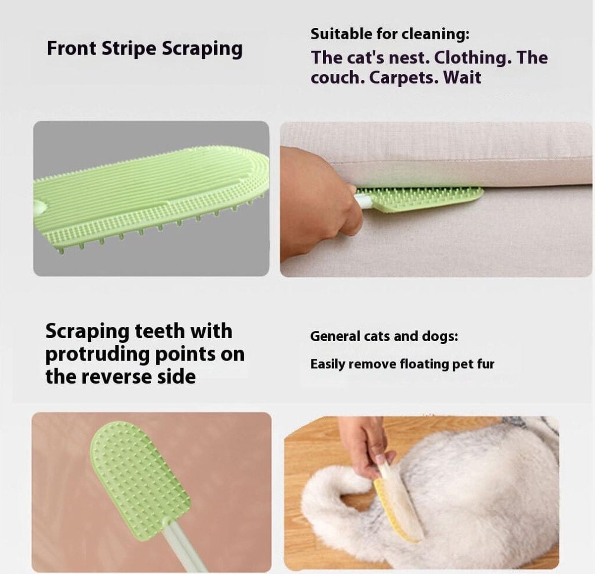 Pet Beauty Comb - Hair Remover - Pet Brush - Cat Comb - Dog Comb - Remove Floating Hair - Cat Hair Remover - Cleanable Floating Hair - Universal - For Cat And Dog - Remove Tangled Hair - Light Green - 1 Piece - Image 4