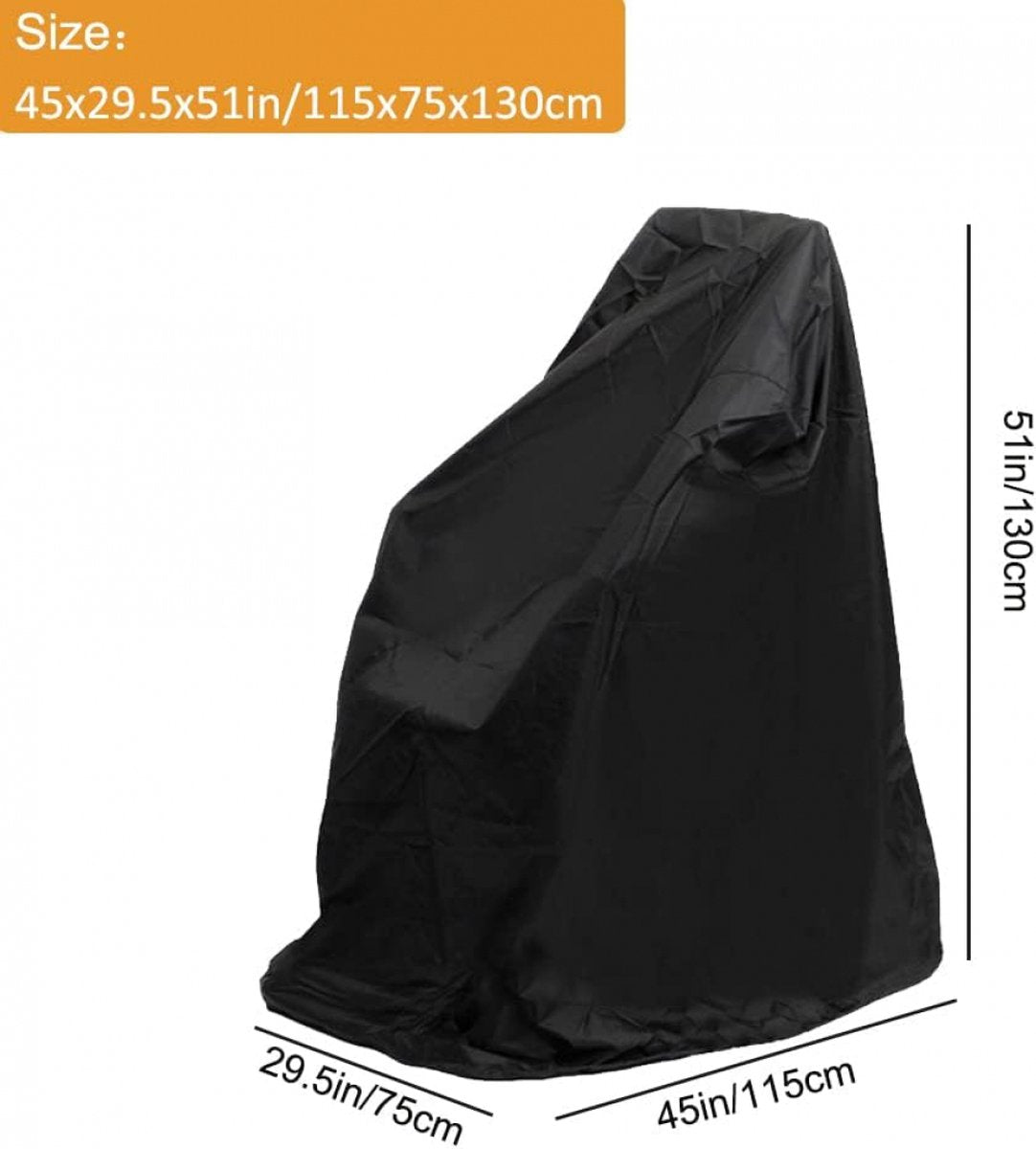 Wheelchair Protective Cover - Universal - Wheelchair Cover - Premium Wheelchair Cover - 130 x 115 x 75 Cm - With Drawstring - Mobility Scooter Protective Cover - Rain Cover - Waterproof - Wheelchair - Black - Image 2