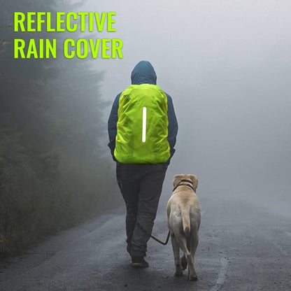 2-Piece Waterproof Backpack Cover - Reflective Rain Cover Backpack - 30 to 40 Liters - Waterproof Backpack Rain Cover - Reflective Backpack Covers in Polyester - Pink & Green - Size M - Waterproof Backpack Cover for Outdoor Hiking Driving Climbing - Image 2