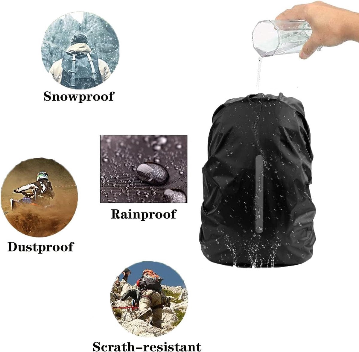 2-Piece Waterproof Backpack Cover - Reflective Rain Cover Backpack - 30 to 40 Liters - Waterproof Backpack Rain Cover - Reflective Backpack Covers in Polyester - Pink & Green - Size M - Waterproof Backpack Cover for Outdoor Hiking Driving Climbing - Image 5