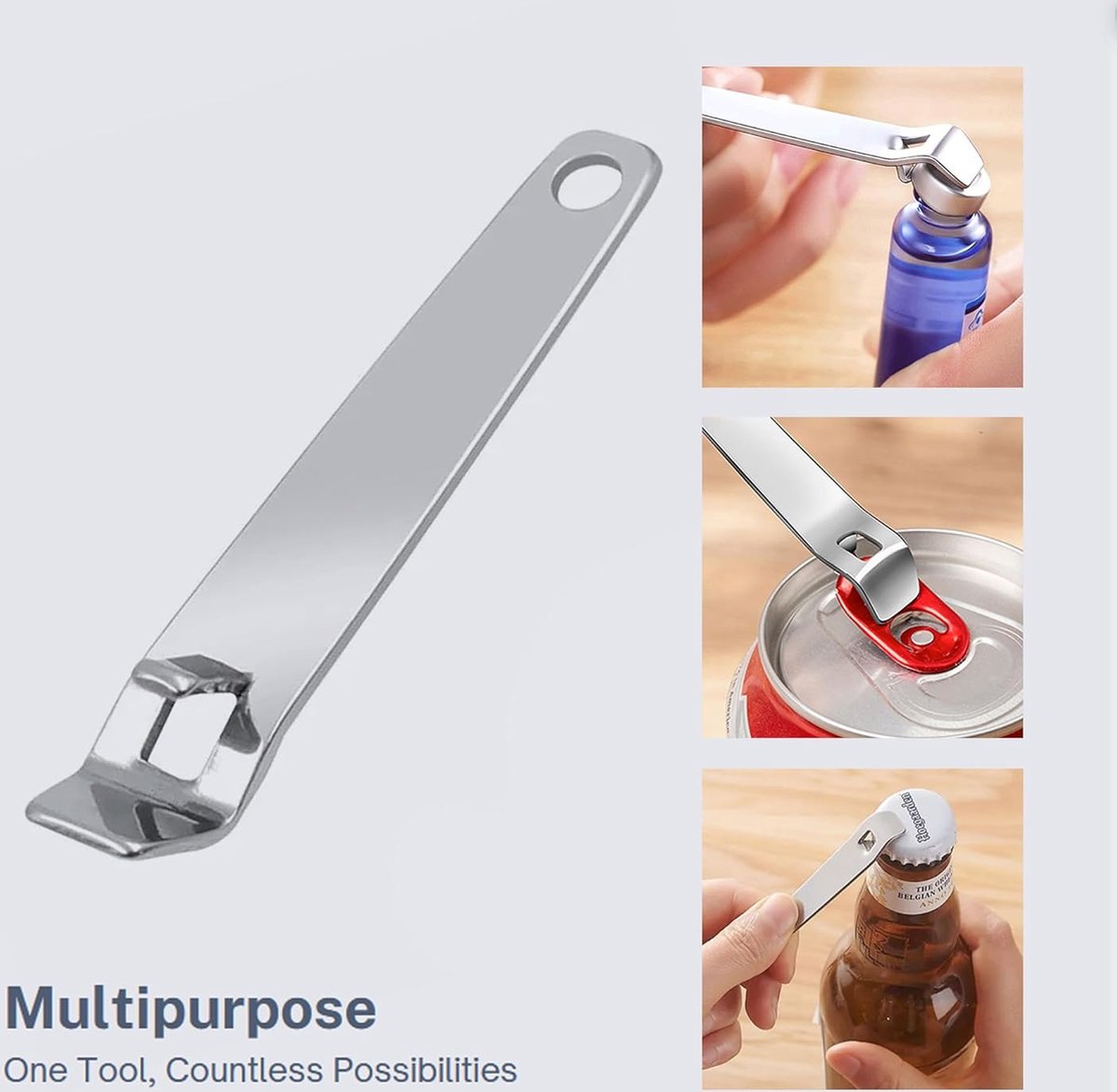 All-purpose opener - 4 pieces - Multifunctional opener - Jar opener - Bottle opener - Beer opener - Lid opener - Jar opener - Kitchen aid - Aids for the elderly - For oral liquids - Tool to remove caps from bottles and jars - Image 5