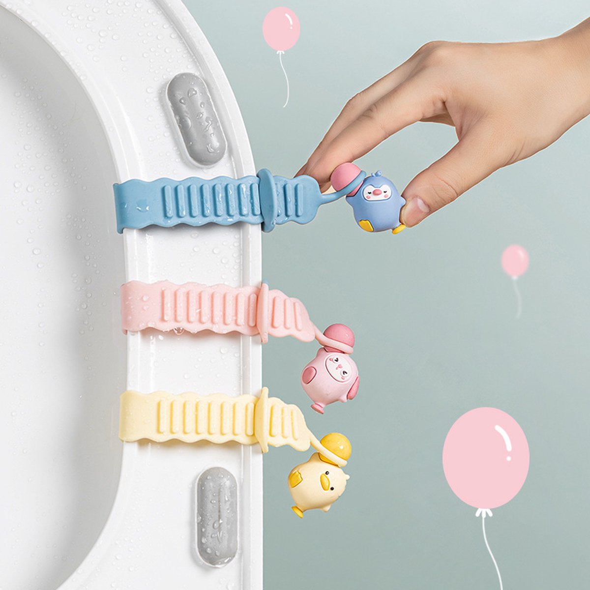 Toilet Seat Lifter Rings - 3 Pieces - Toilet Seat Lifter - Toilet Seat Lifting Device Touch - Toilet Lid Handle - Toilet Bowl Seat Lifter - Toilet Accessories - Hygienic Toilet Seat Lifting - Lid Handle - Multifunctional - Silicone - Hygienic - Image 4