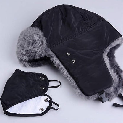 Winter Trapper Hat - Winter Hat Keeps Warm - Cotton Hat - Windproof Warm - For Snowboarding Skating Cycling - Soft Comfortable With Elastic - 3 In 1 - With Warm Ear Flap - Black - Size 55-60cm - Image 4