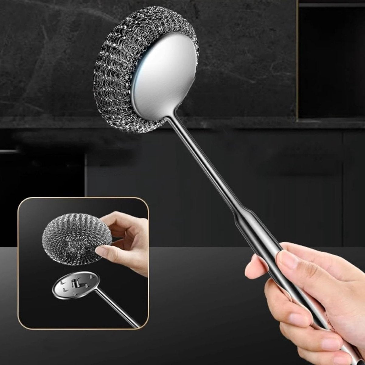 Dish Brush - 2 Pieces - Dish Brushes - Cleaning Brush with Handle - Household Products - Cleaning Products - Household Kitchen Accessories - Cleaning - Washing Up - 27 Cm - Black - Image 4