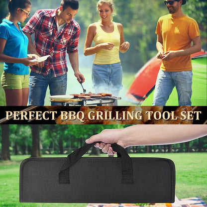 BBQ Accessories Set - 5-Piece BBQ Set - Stainless Steel Barbecue Tool Set - Barbecue Accessories - BBQ Tongs - BBQ Spatula - Meat Fork - Meat Knife - Brush - Professional - Includes Storage Bag - Image 3